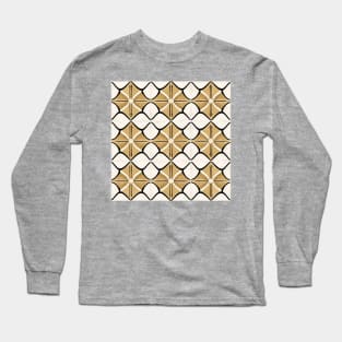 Moroccan-Inspired Floral Tile Pattern in Neutral colors Long Sleeve T-Shirt